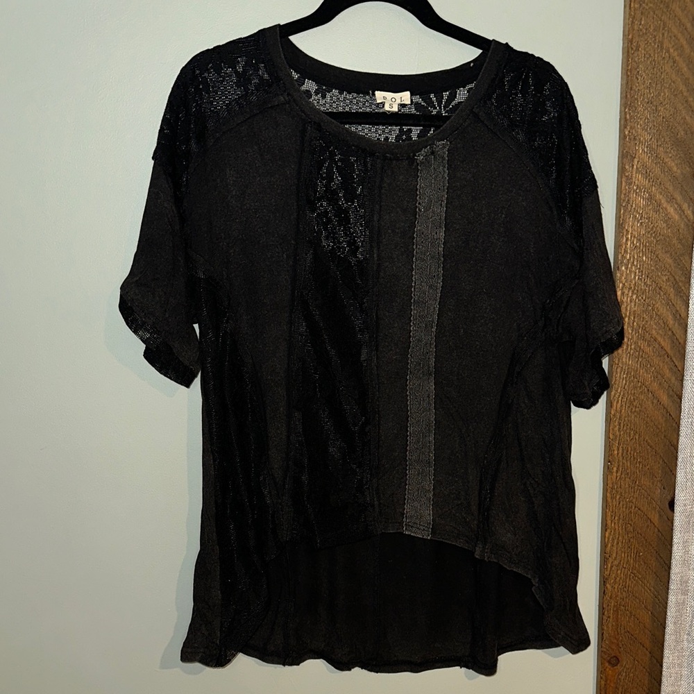 POL Short Sleeve Lace Top